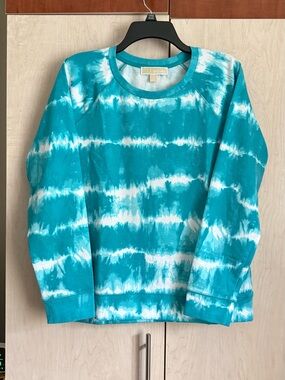 Women’s Teal & White Tie-Dye Long Sleeve Top - Michael Kors